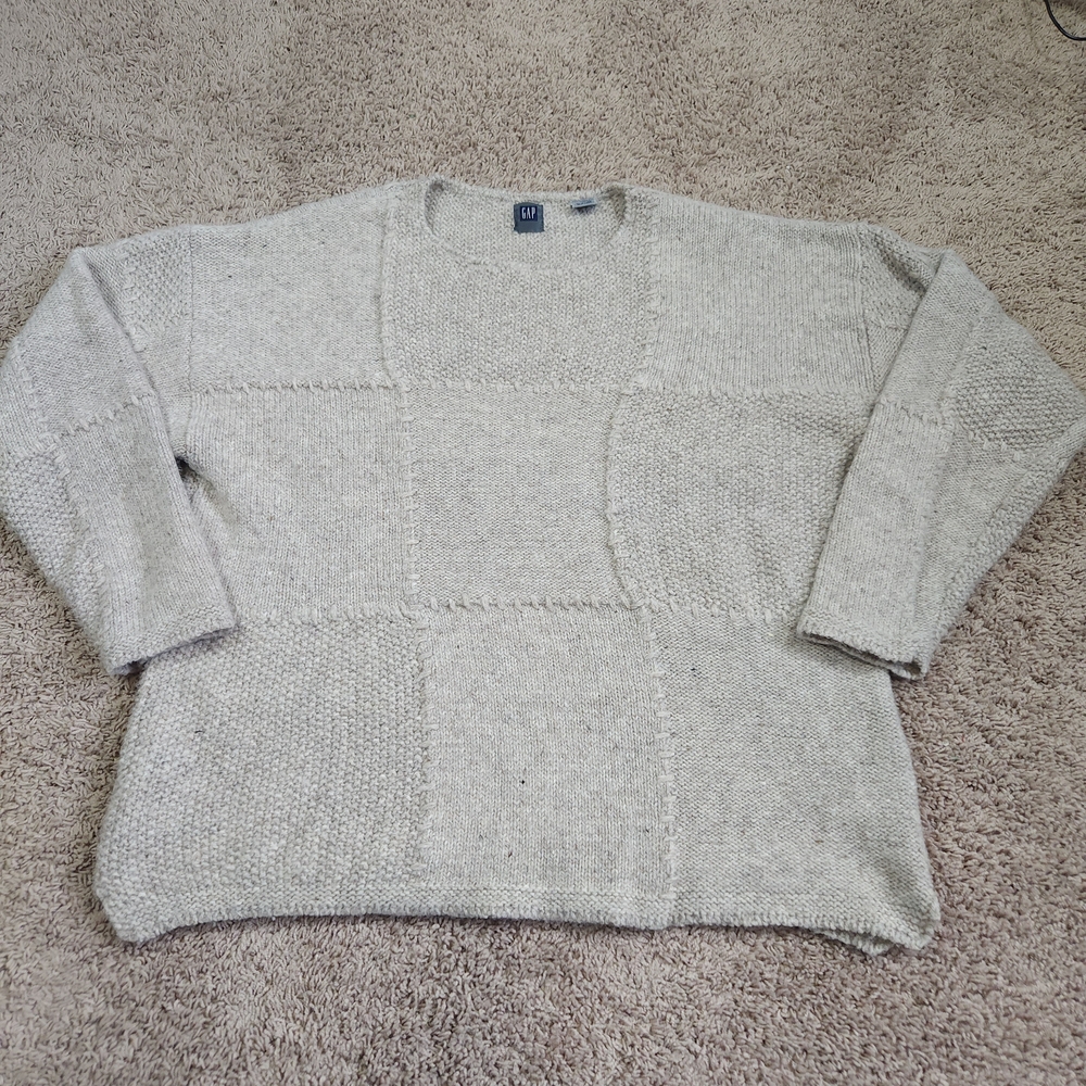 GAP Light Oatmeal Color Women's Wool Knit Sweater Size L